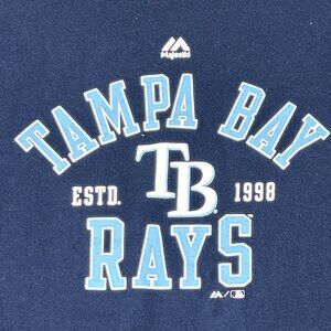 Majestic Shirt Men’s‎ 2XL Blue Tampa Bay Rays MLB Long Sleeve Crew Neck